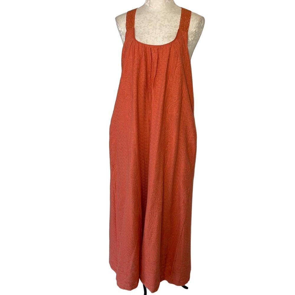 Sundance Womens Dress Size Small Orange Bohemian Embroidered Maxi Pure Cotton